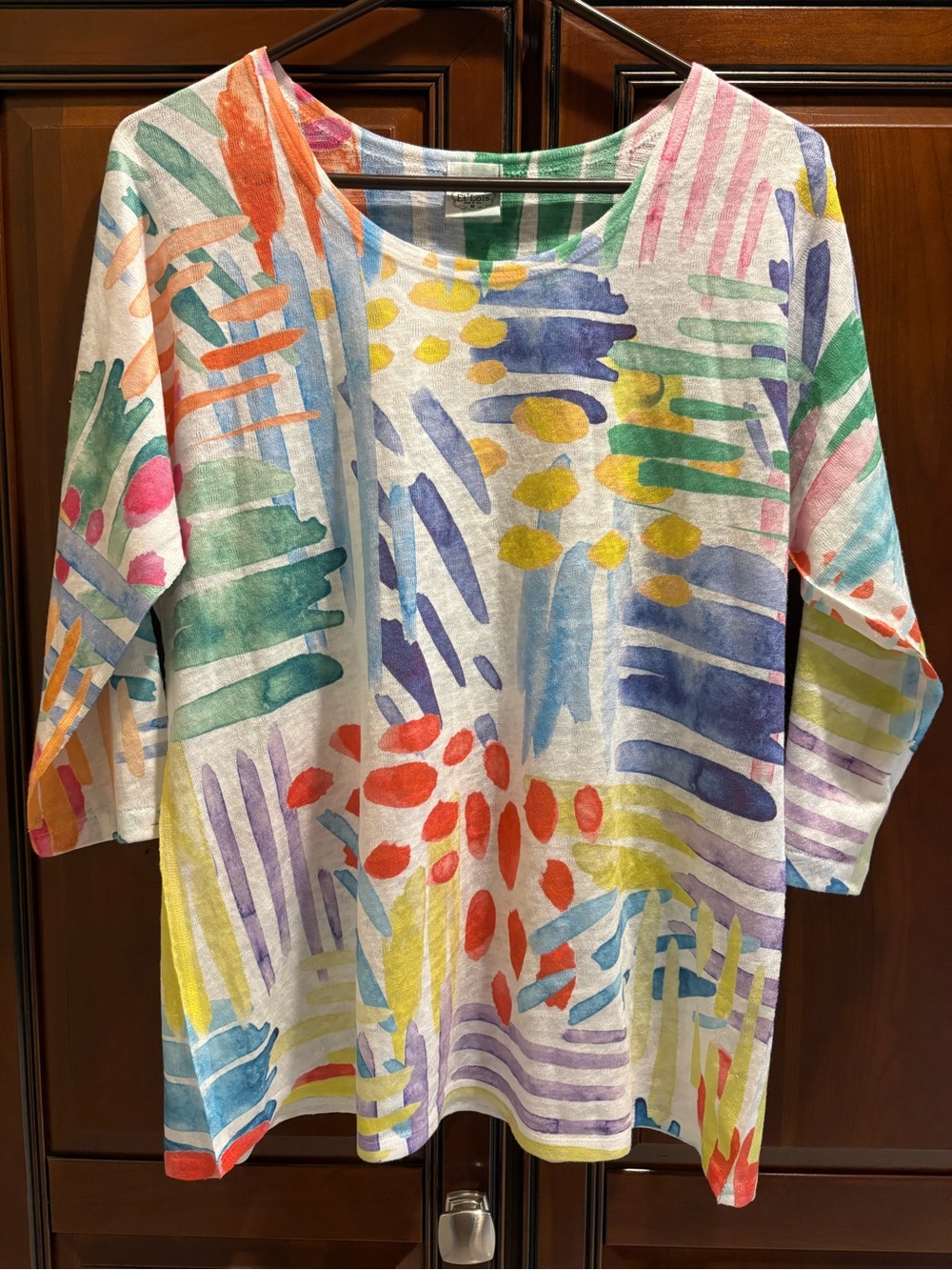 Et' Lois Watercolor Island Fever Top Wearable Art - M
